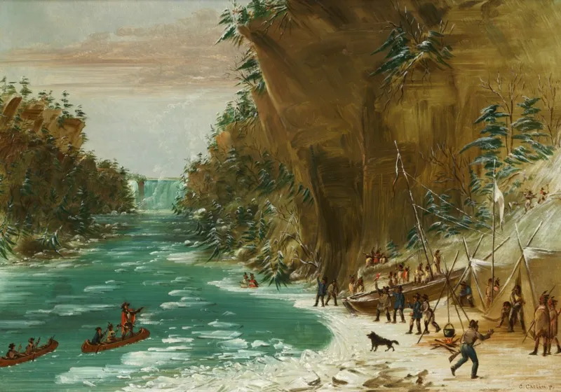 George Catlin : Campement de l'Expedition au-dessous des Chutes de Niagara. Le 20 janvier 1679, 1847