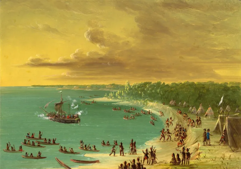 George Catlin : Première navigation du voilier Griffin sur le Lac Erie le 7 août 1679, 1847-1848