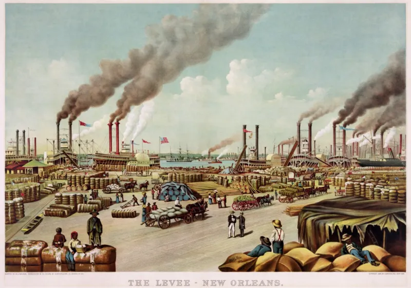 Affiche Currier & Ives : The levee - New Orleans , 1884