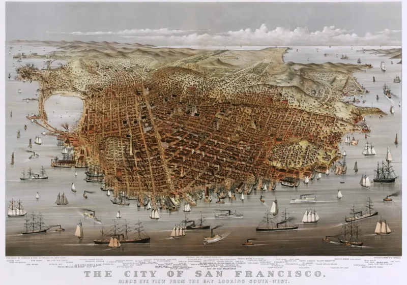 Affiche Currier & Ives : La Ville de San Francisco , 1878