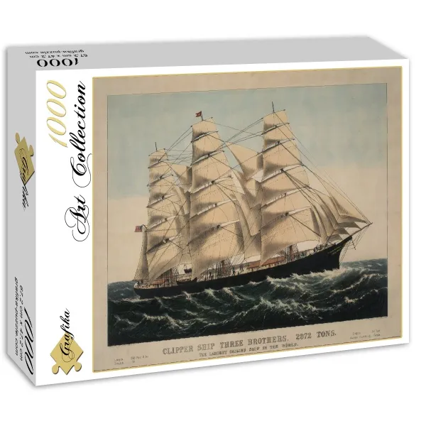 Affiche Currier & Ives : Clipper Ship Three Brothers , 1875