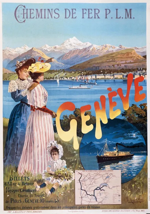 Affiche pour les Chemins de Fer P.L.M. : Paris - Genève , 1895