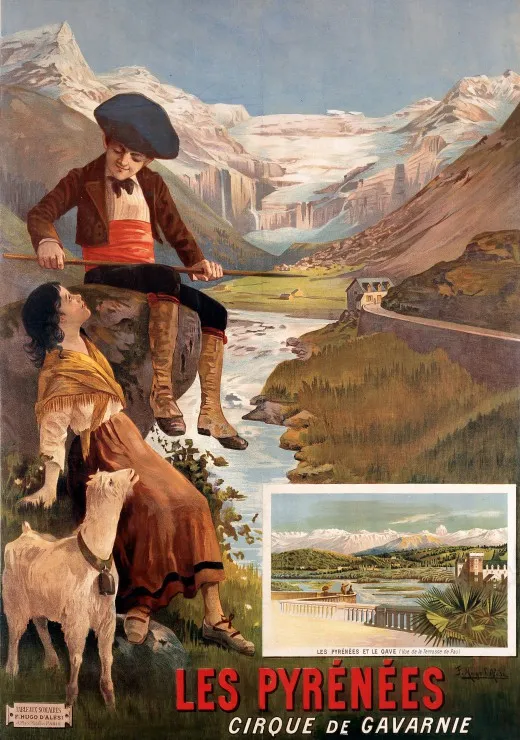 Affiche pour Les Chemins de Fer P.L.M : Les Pyrénées - Le Cirque de Gavarnie , XIXè Siècle