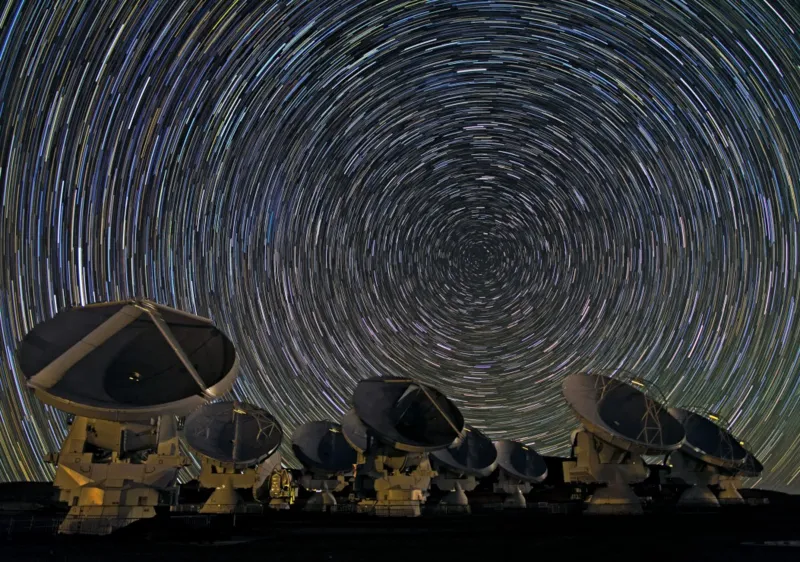 Whirling Southern Star Trails over ALMA