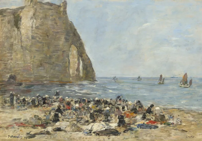 Eugène Boudin: Les Blanchisseuses de la Plage d'Etretat, 1894