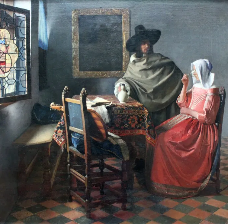 Vermeer Johannes : La Jeune Fille au Verre de Vin, 1658-1660