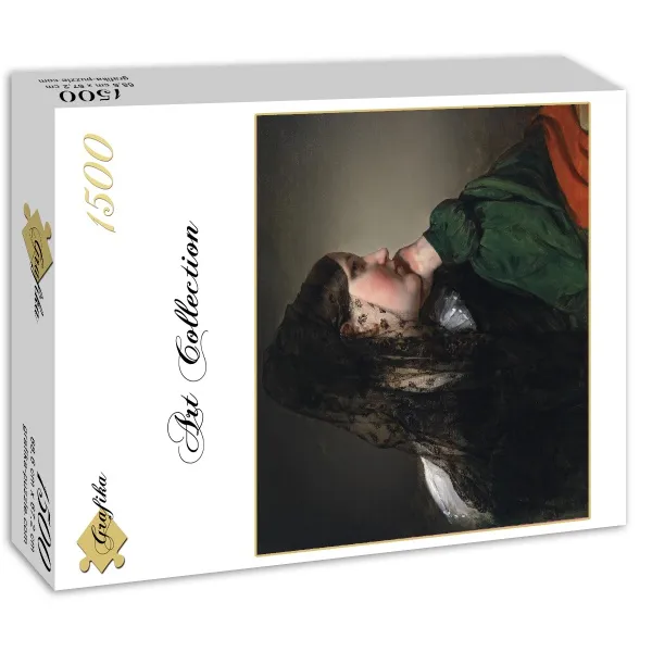 Friedrich von Amerling : Jeune Fille de Profil avec une Mantille Noire, 1887