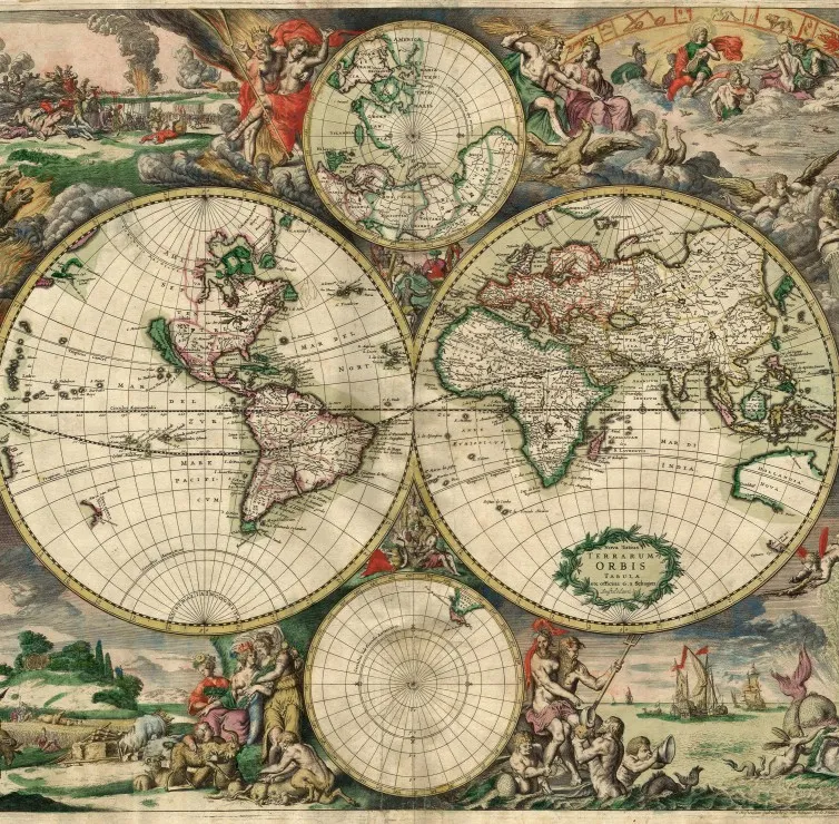 Carte du Monde, Produced in Amsterdam, 1689