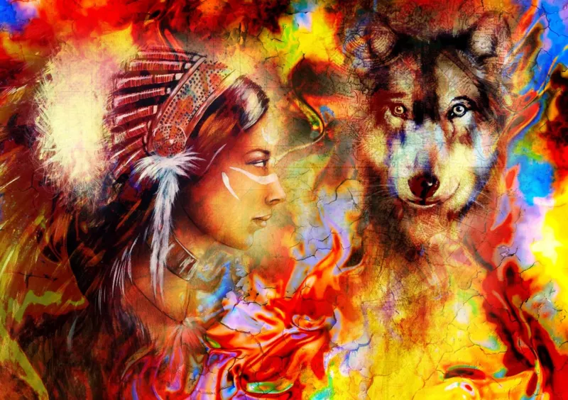 La Femme Indienne et le Loup