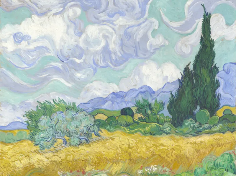 Vincent Van Gogh - Champ de Blé avec Cyprès, 1899