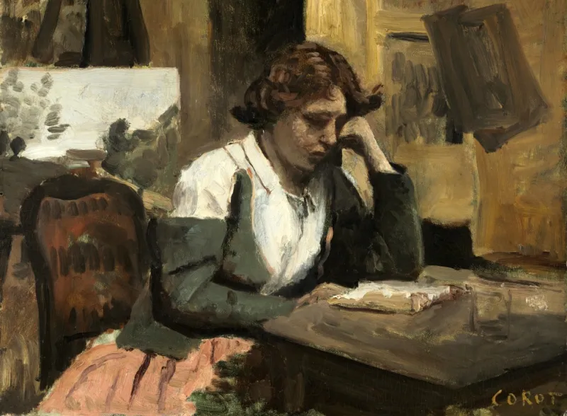 Jean-Baptiste-Camille Corot : Lecture de Jeune Fille, 1868