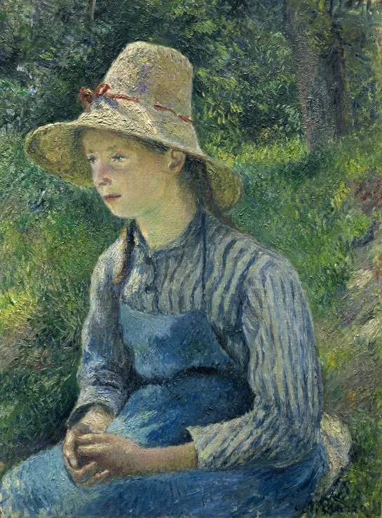 Camille Pissarro : Jeune Paysanne avec un Chapeau de Paille, 1881
