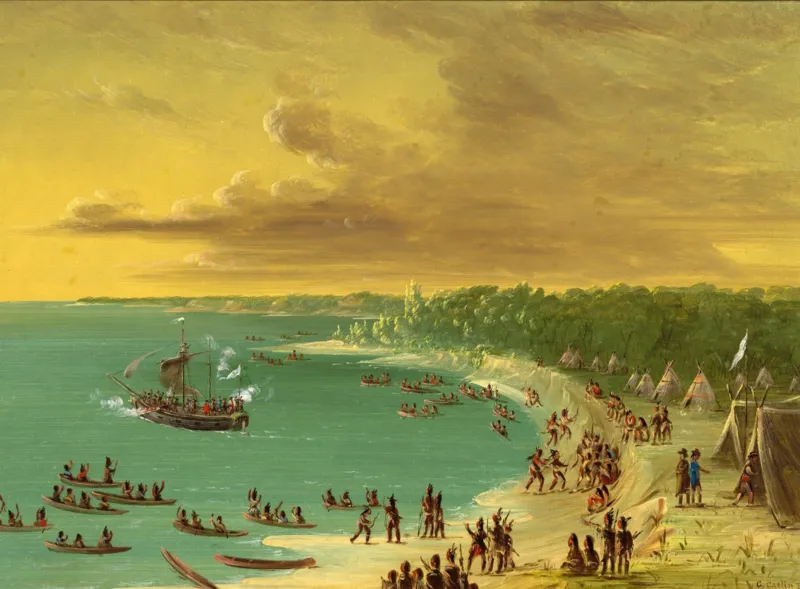 George Catlin : Première navigation du voilier Griffin sur le Lac Erie le 7 août 1679, 1847-1848