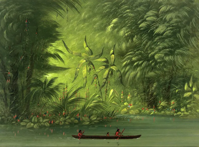 George Catlin : Entrée dans une lagune, rive de l'Amazonie, 1854-1869