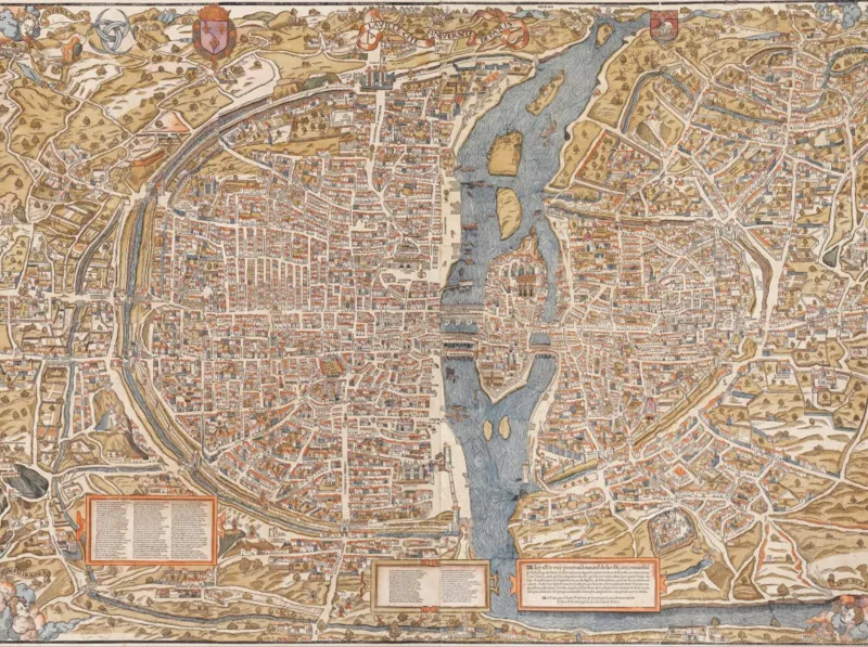 Olivier Truschet et Germain Hoyau : Plan de Paris du milieu du XVIe Siècle