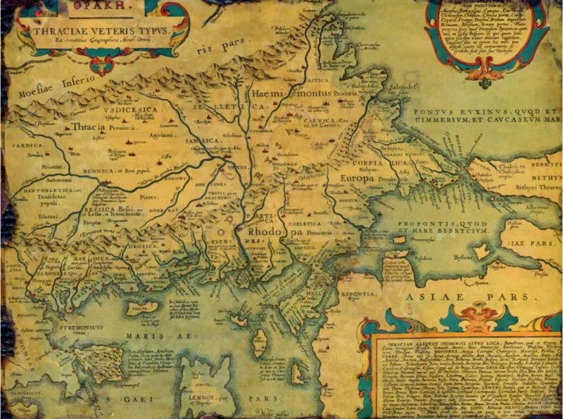 Carte de la Thrace Antique indiquant la Province d'Europe, IVe Siècle