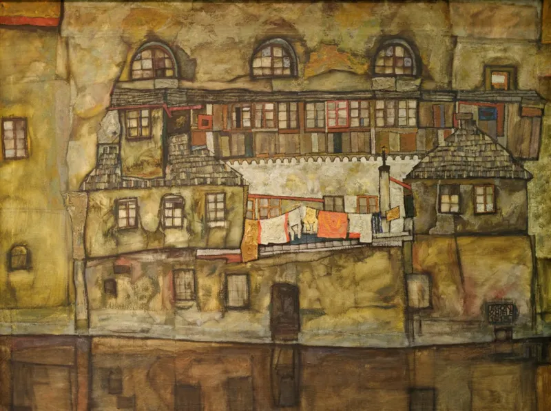 Egon Schiele : Façade sur la rivière, 1915