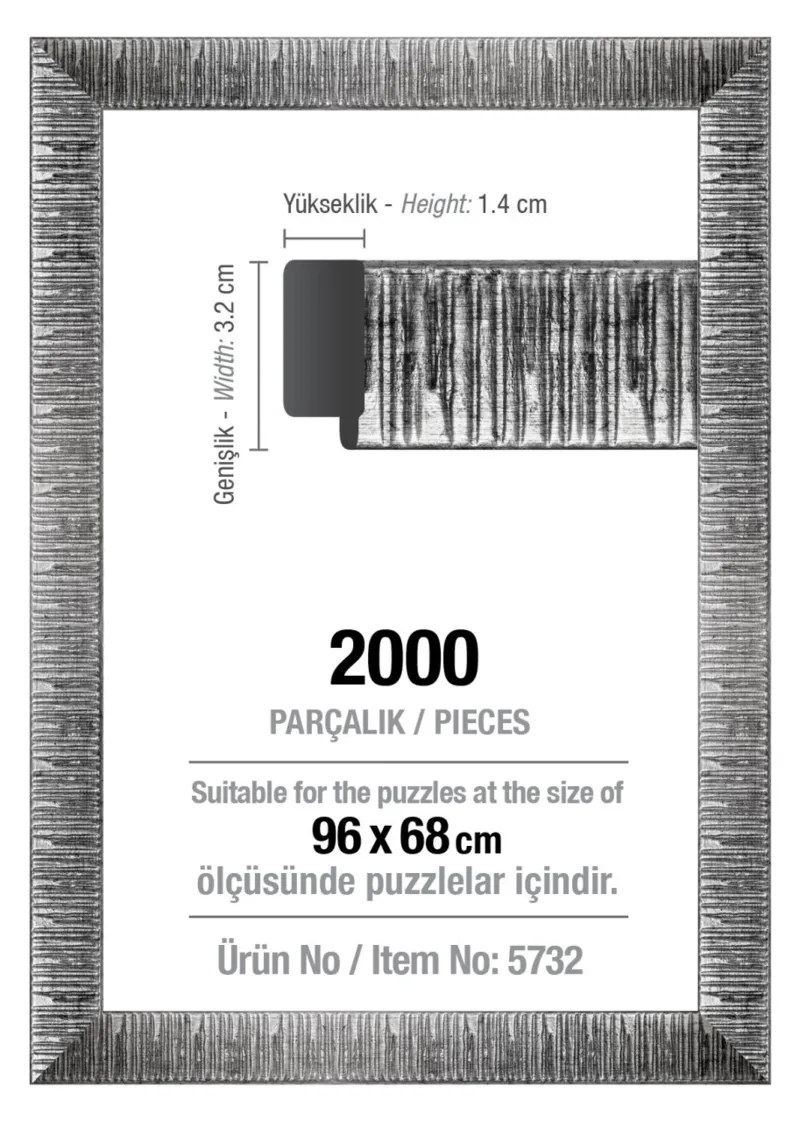 Cadre pour Puzzle 2000 Pièces - Argent - 3 cm