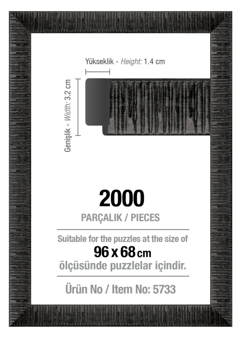 Cadre pour Puzzle 2000 Pièces - Noir - 3 cm