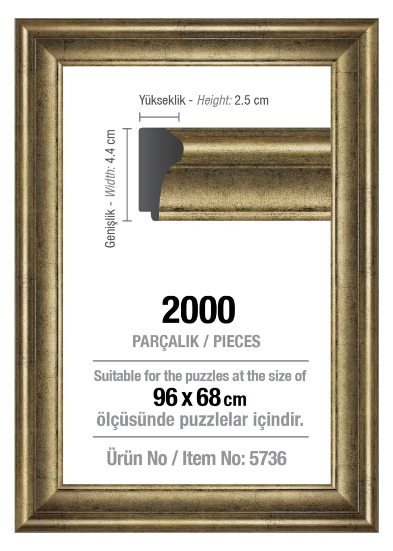 Cadre pour Puzzle 2000 Pièces - Argent - 4,3 cm