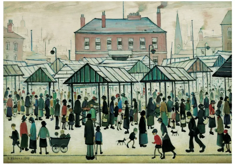 Puzzle en Bois - Market Scene, Northern Town, 1939