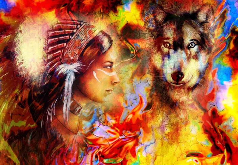 La Femme Indienne et le Loup