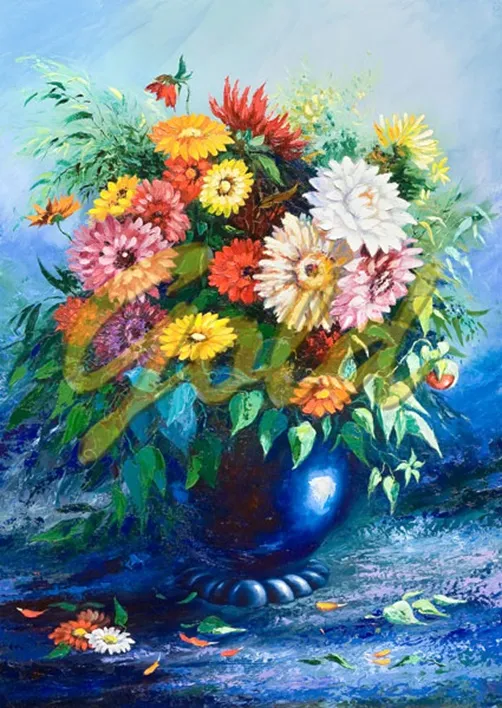 Flowers in Blue Vase