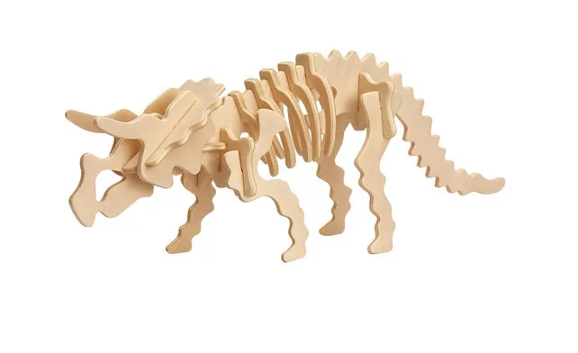 2 Puzzles 3D en Bois - Triceratops et Tyrannosaurus Rex
