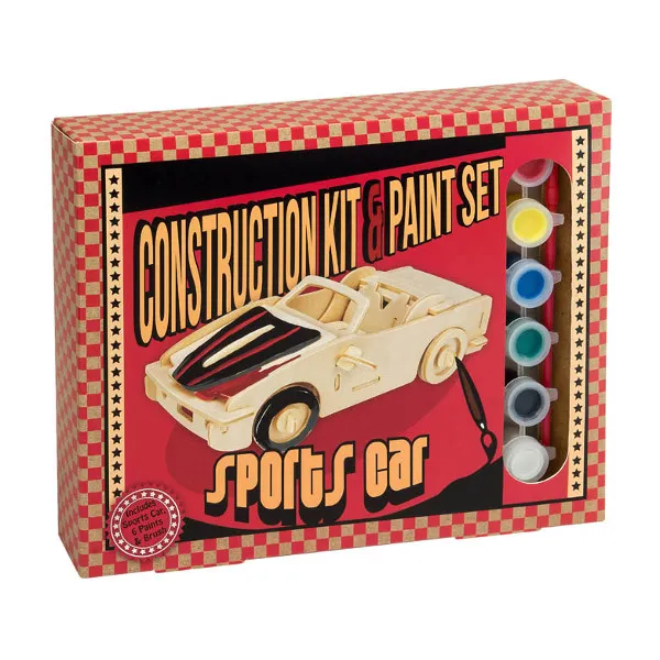 Puzzle 3D en Bois + Peinture - Voiture de Sport