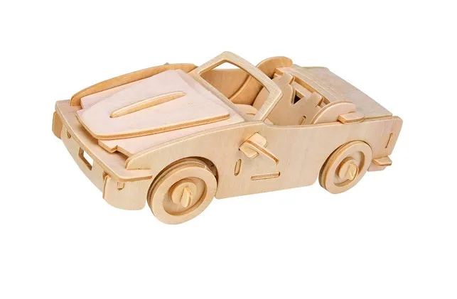 Puzzle 3D en Bois + Peinture - Voiture de Sport