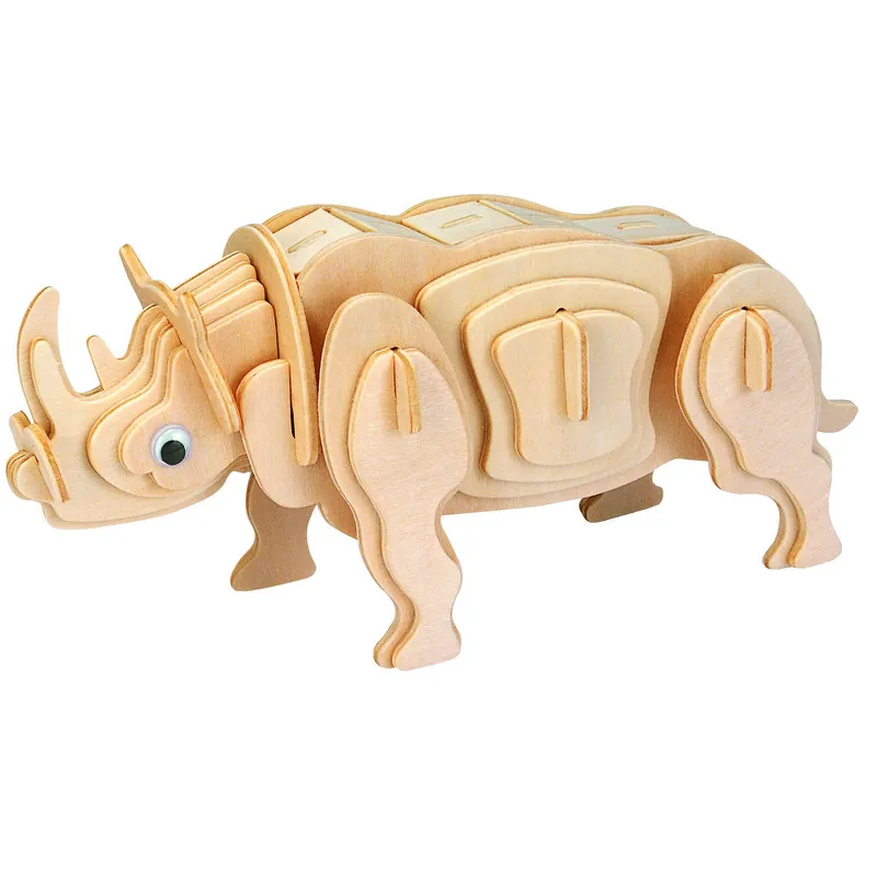 Puzzle 3D en Bois - Rodney le Rhinocéros