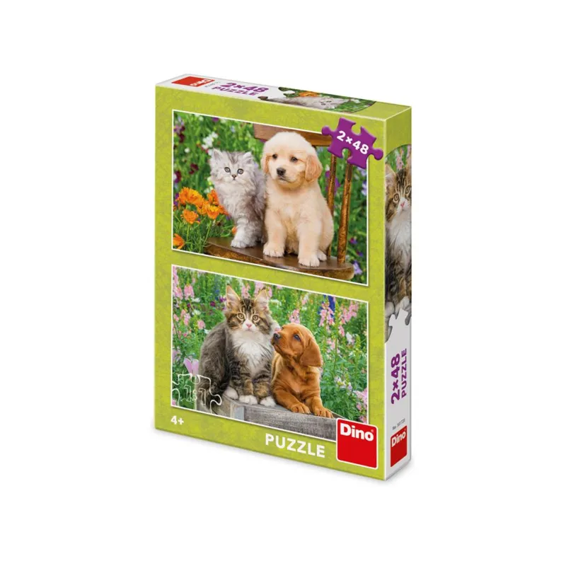 2 Puzzles - Chien et Chat dans le Jardin