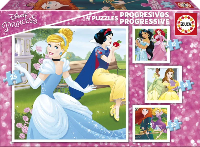4 Puzzles Progressifs - Disney Princesses