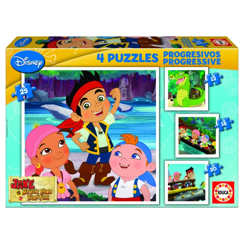 4 Puzzles Progressifs - Jake et les pirates du Pays Imaginaire
