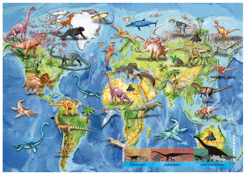 Mappemonde Dinosaures