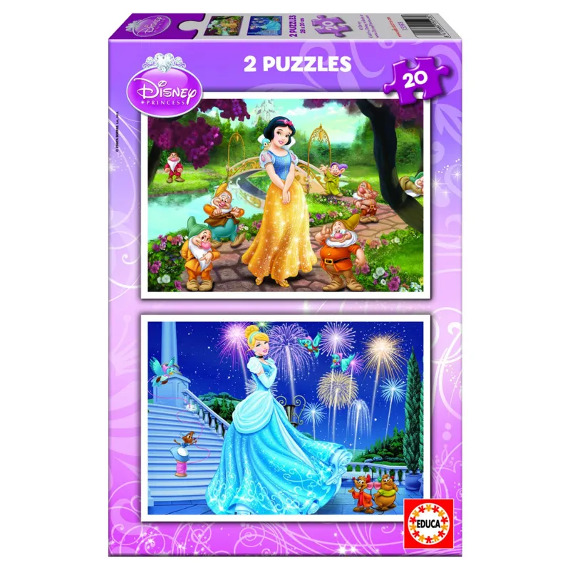 2 Puzzles - Princesses Disney : Blanche-Neige et Cendrillon