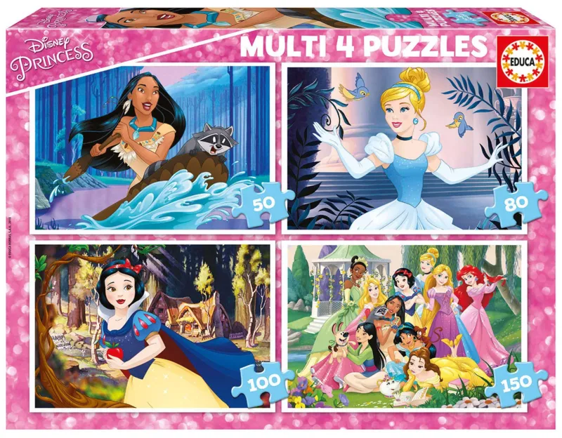 4 Puzzles Multi - Princesses Disney