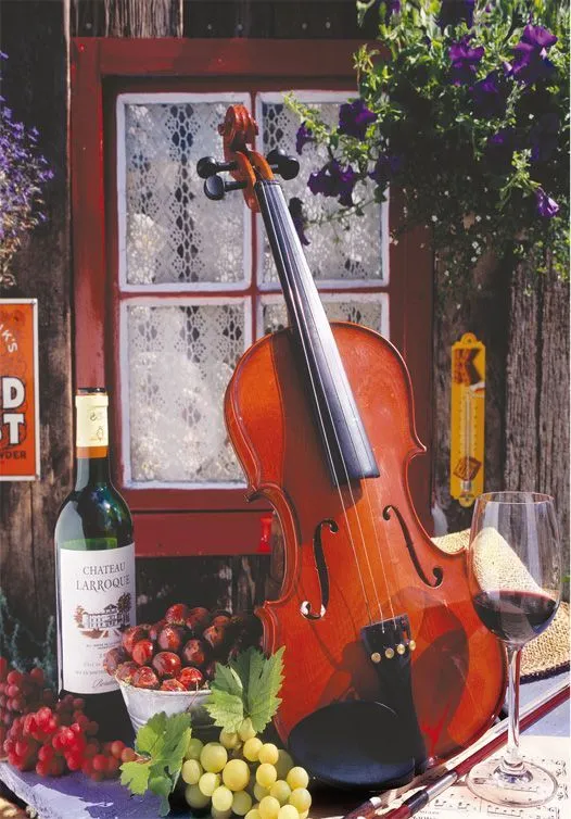 Alberto Rossini - Violin and Still Life with Grapes