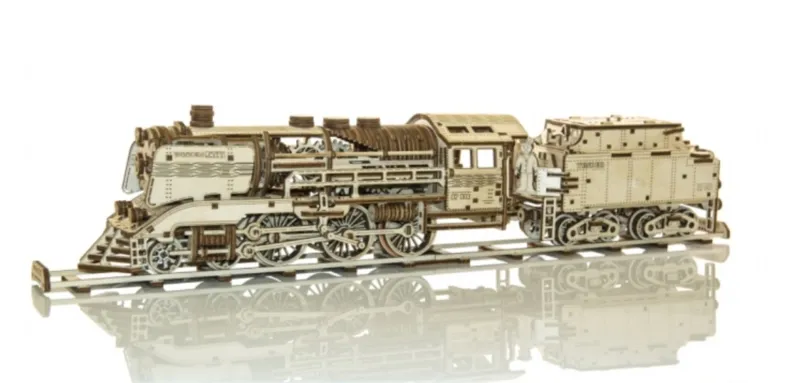 Puzzle 3D en Bois - Wooden Express + Tender with rails
