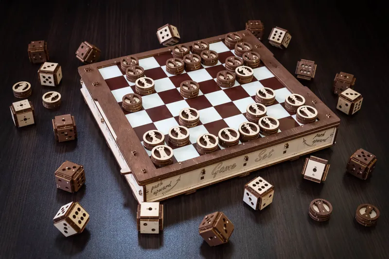 Puzzle 3D en Bois - Jeux d'échecs, de Dames et du Mathématicien
