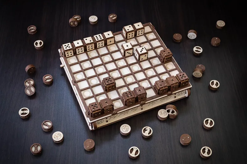 Puzzle 3D en Bois - Jeux d'échecs, de Dames et du Mathématicien