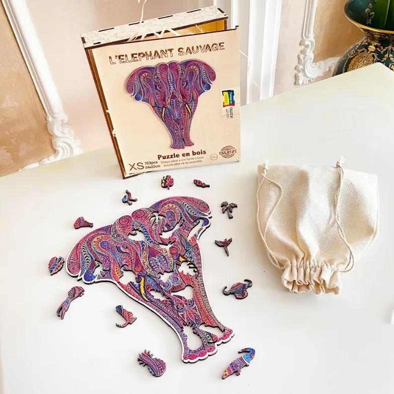 Puzzle en Bois - Eléphant Sauvage