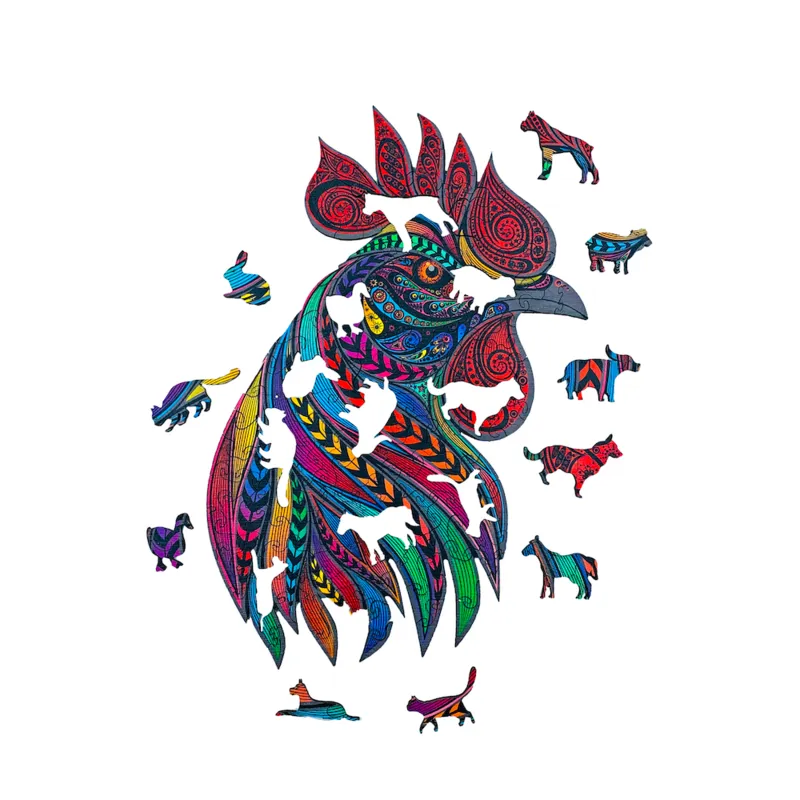 Puzzle en Bois - Le Coq Chanteur