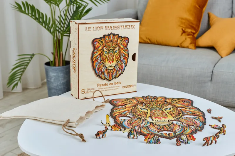 Puzzle en Bois - Le Lion Majestueux