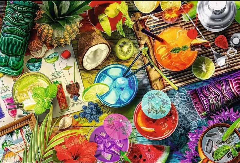 Puzzle en Bois - Cocktails Colorés