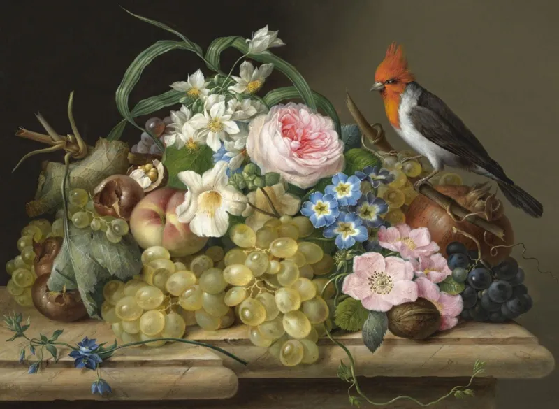 Nature Morte avec Fruits et Oiseau