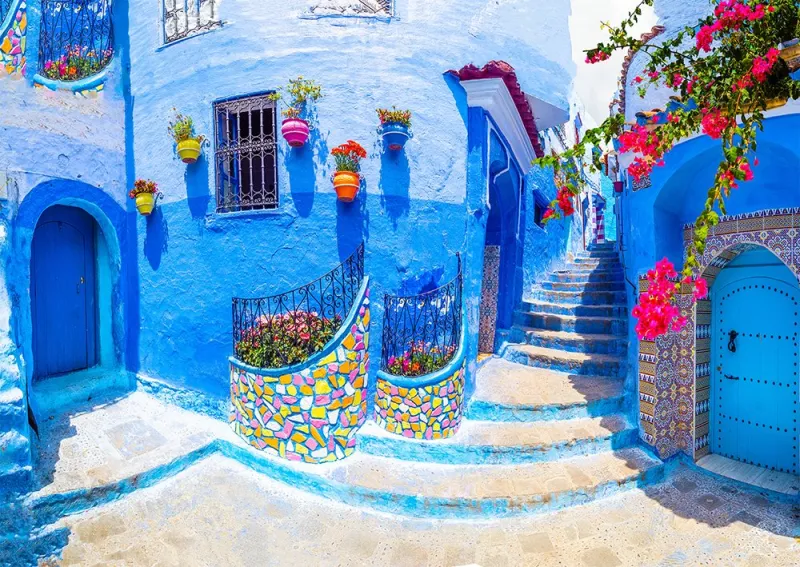 Rue Turquoise à Chefchaouen, Maroc