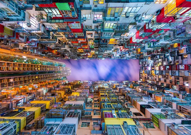 Colorful Apartment Building, Hong Kong