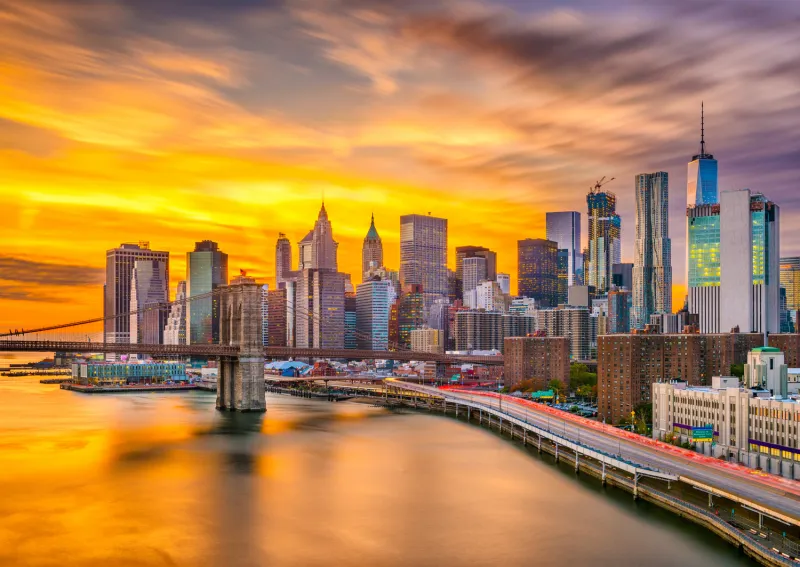 L'horizon de la Ville de New York au Crépuscule