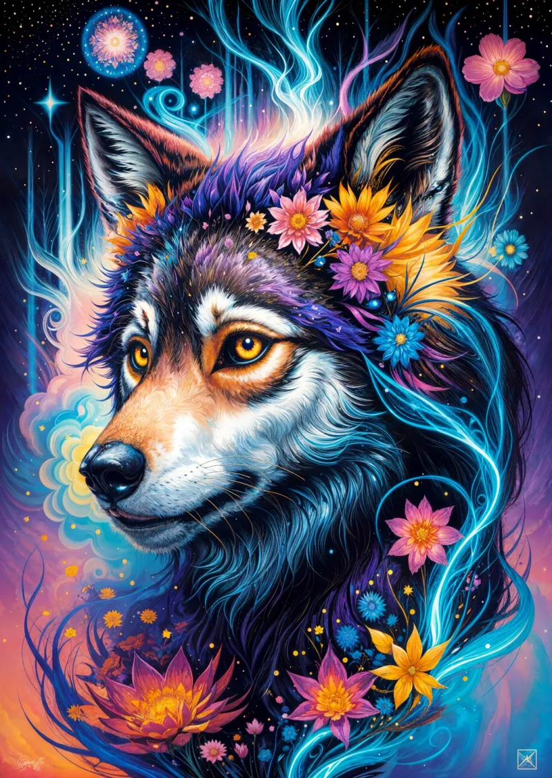 Portrait Magique d'un Loup